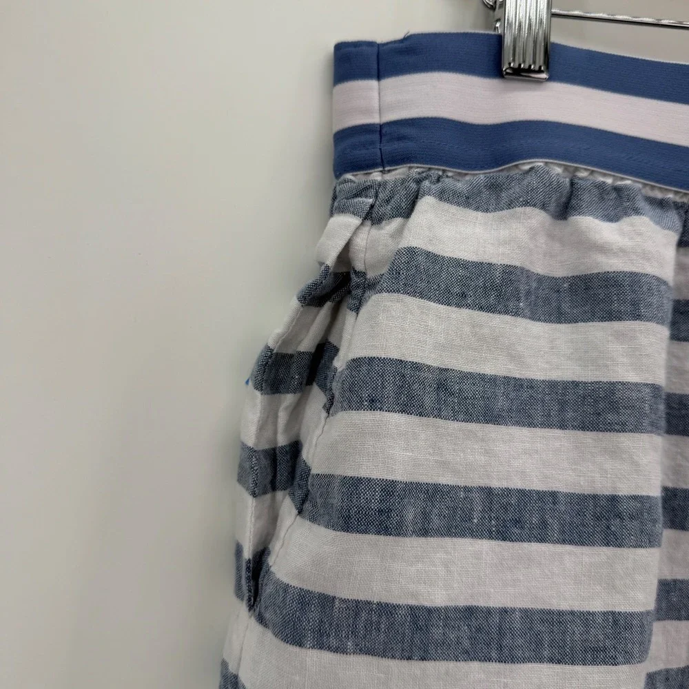 J. Jill Love Linen Womens Sz M Blue & White Striped Maxi Skirt Coastal Nautical
